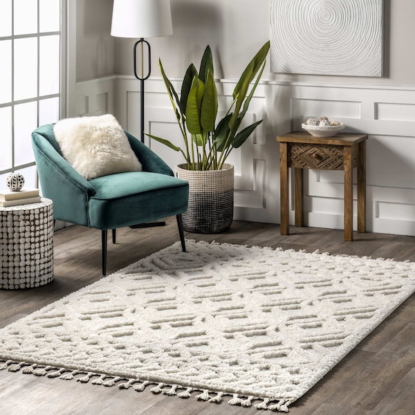 Nuloom Akia Lattice High/Low Tassel Area Rug 9ft x 12ft OZDN18A-9012 - main